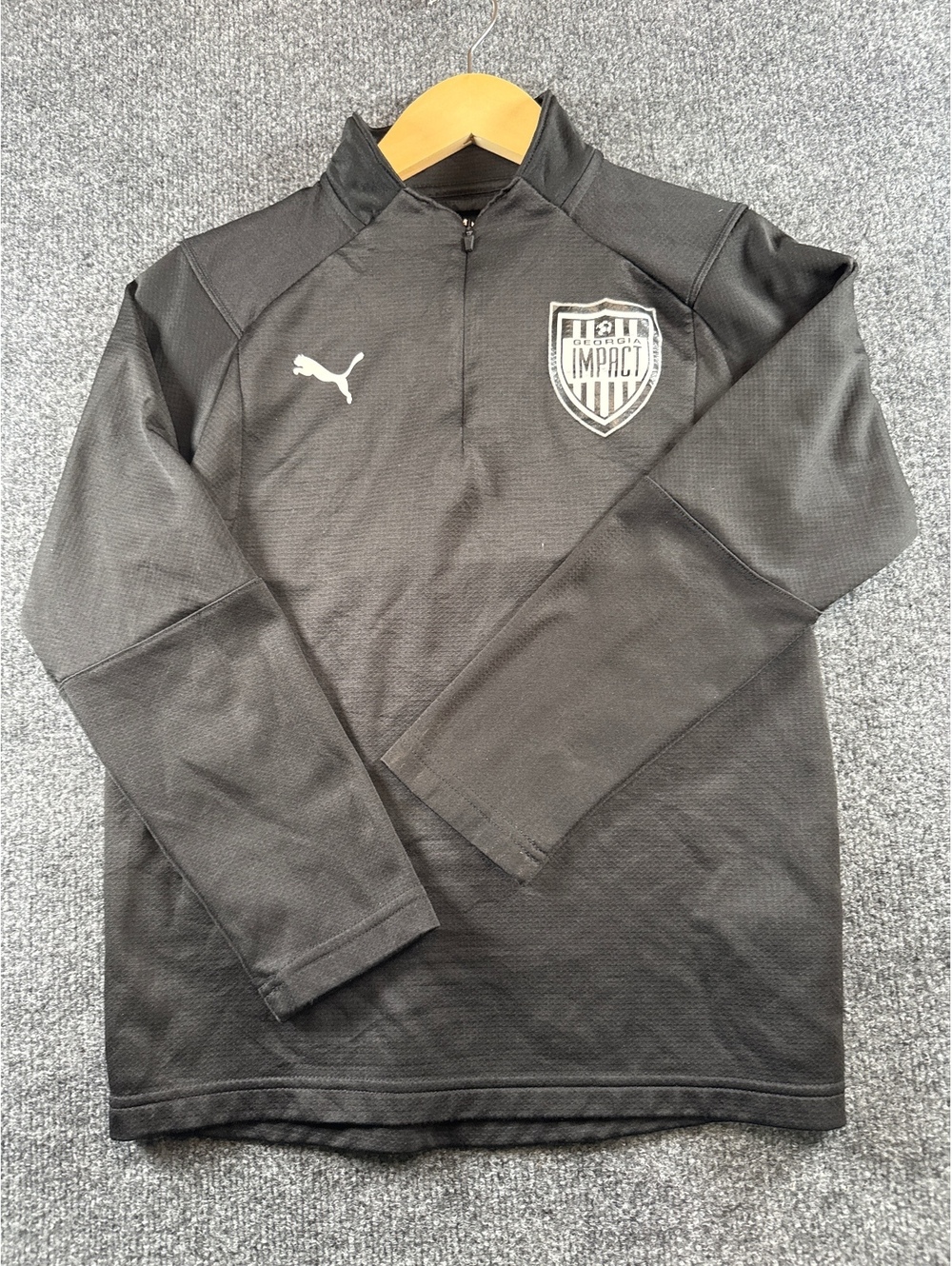 Puma Montreal Impact Youth L Black 1/4 Zip Soccer Training Pullover MLS